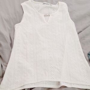 Notations Ivory Eyelet Sleeveless Blouse